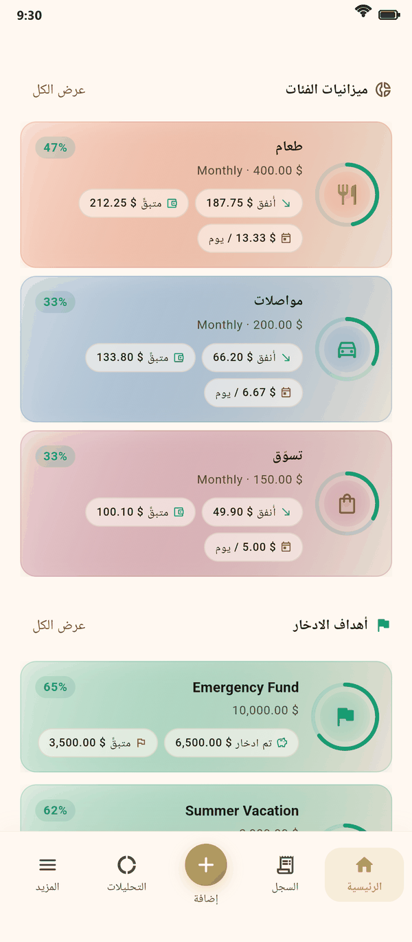 التزم بالميزانية كل شهر — Coinly لقطة شاشة