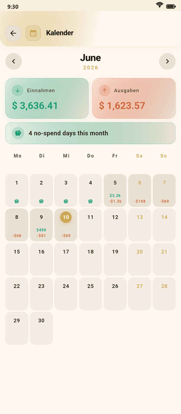 Dein Ausgaben- Kalender — Coinly Screenshot