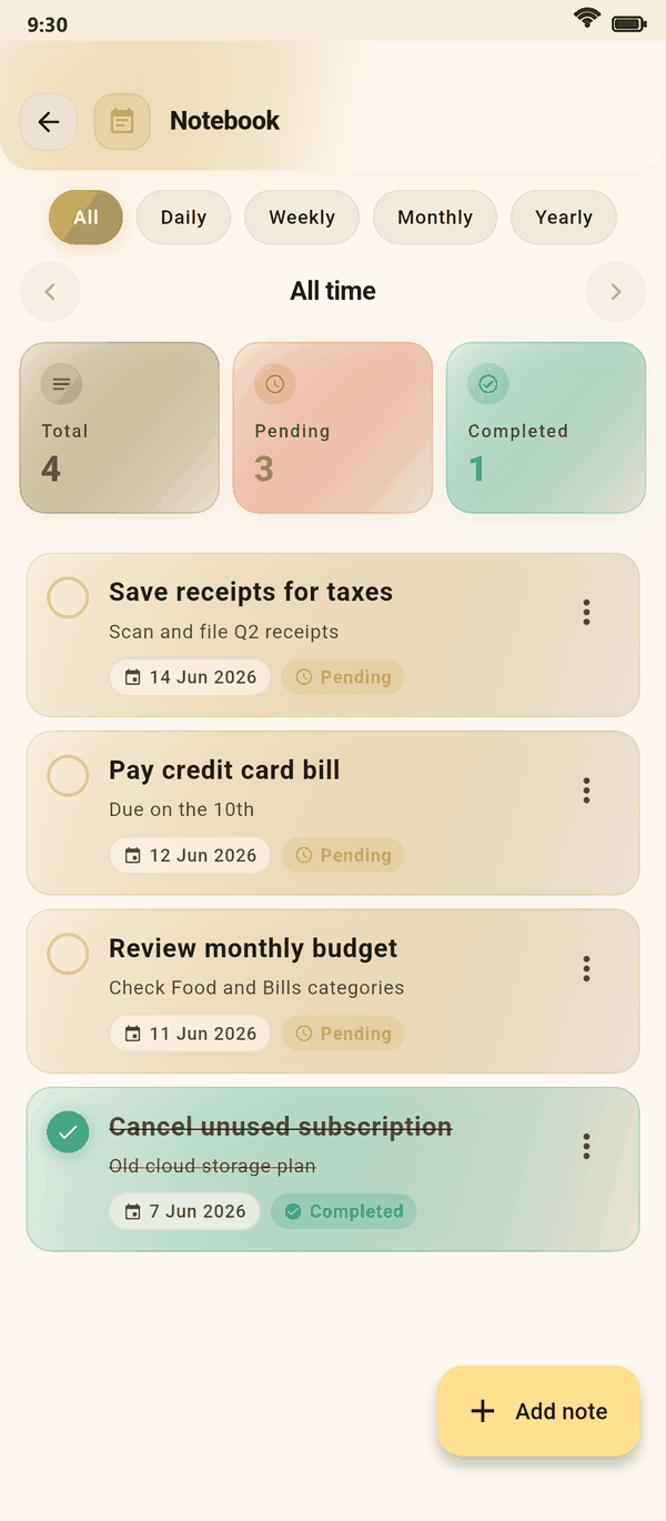 Track Everything with Notebook — Coinly screenshot