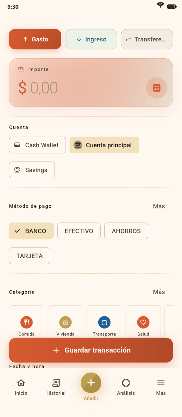 Registra gastos en segundos — Coinly captura
