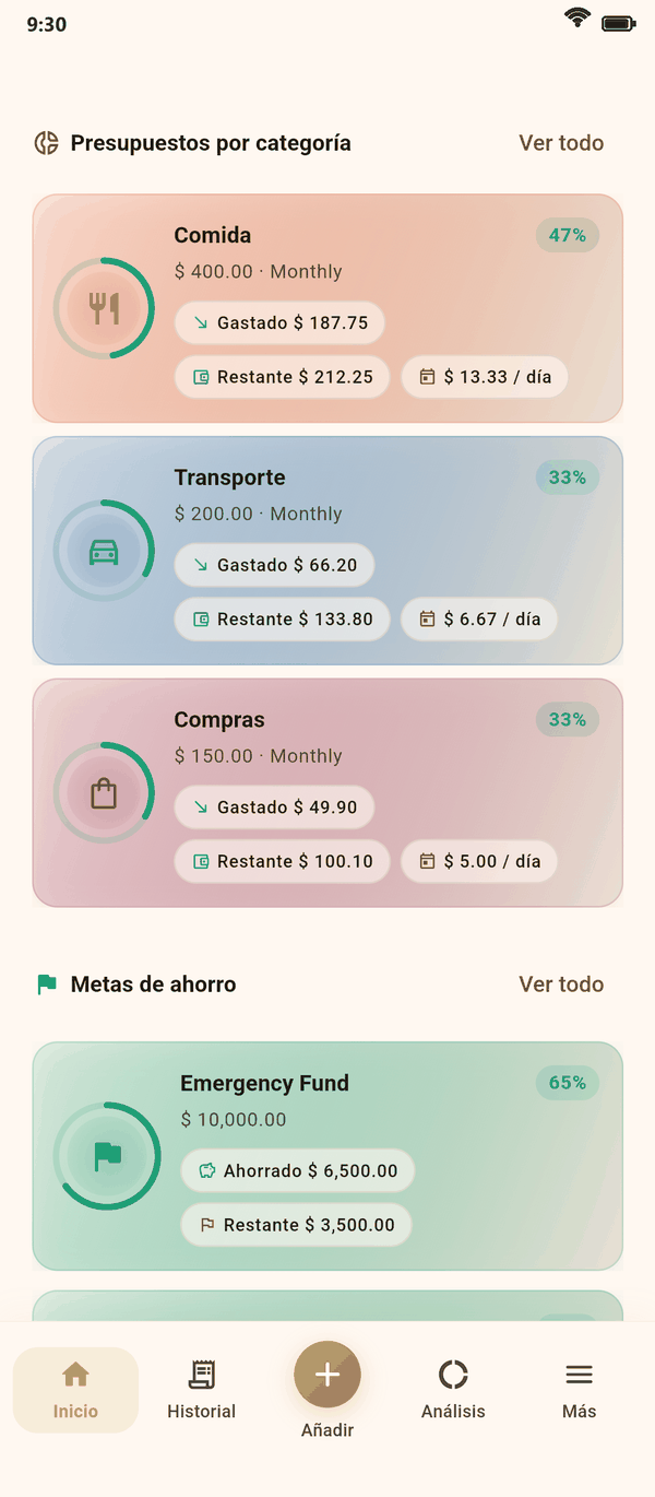 Cumple tu presupuesto cada mes — Coinly captura