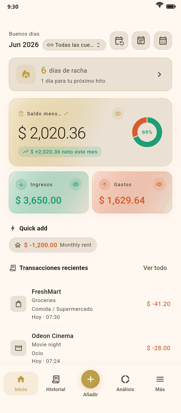 Mira a dónde va tu dinero — Coinly captura