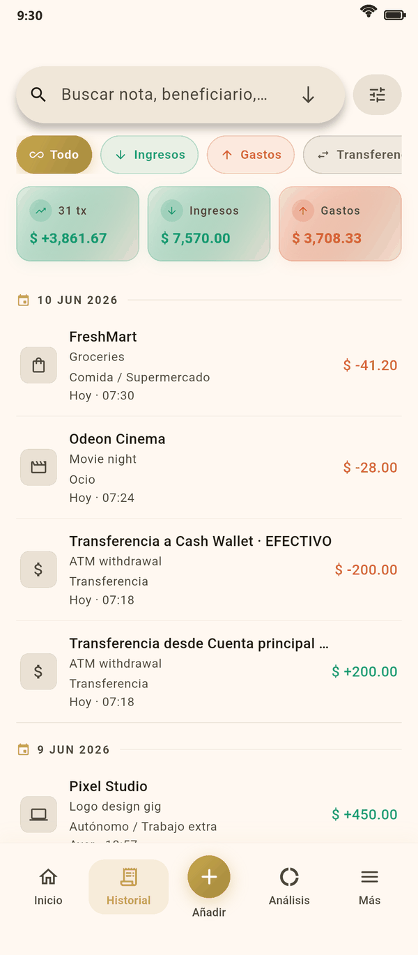 Todas las transacciones en un lugar — Coinly captura