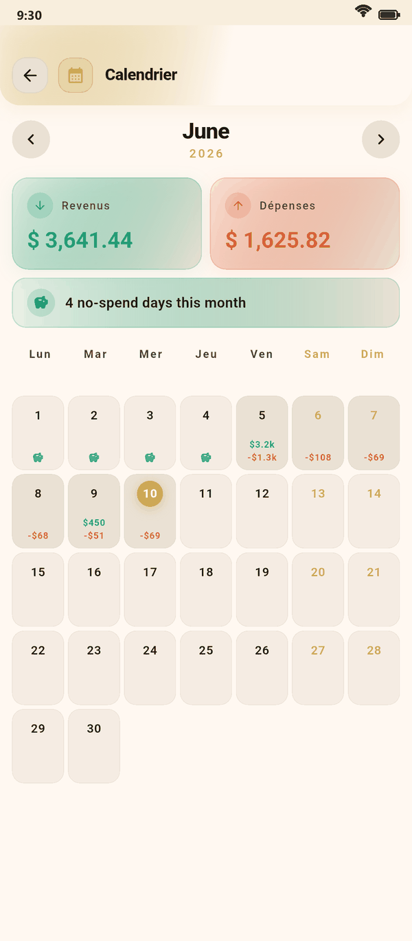 Votre calendrier des dépenses — Coinly capture d'écran