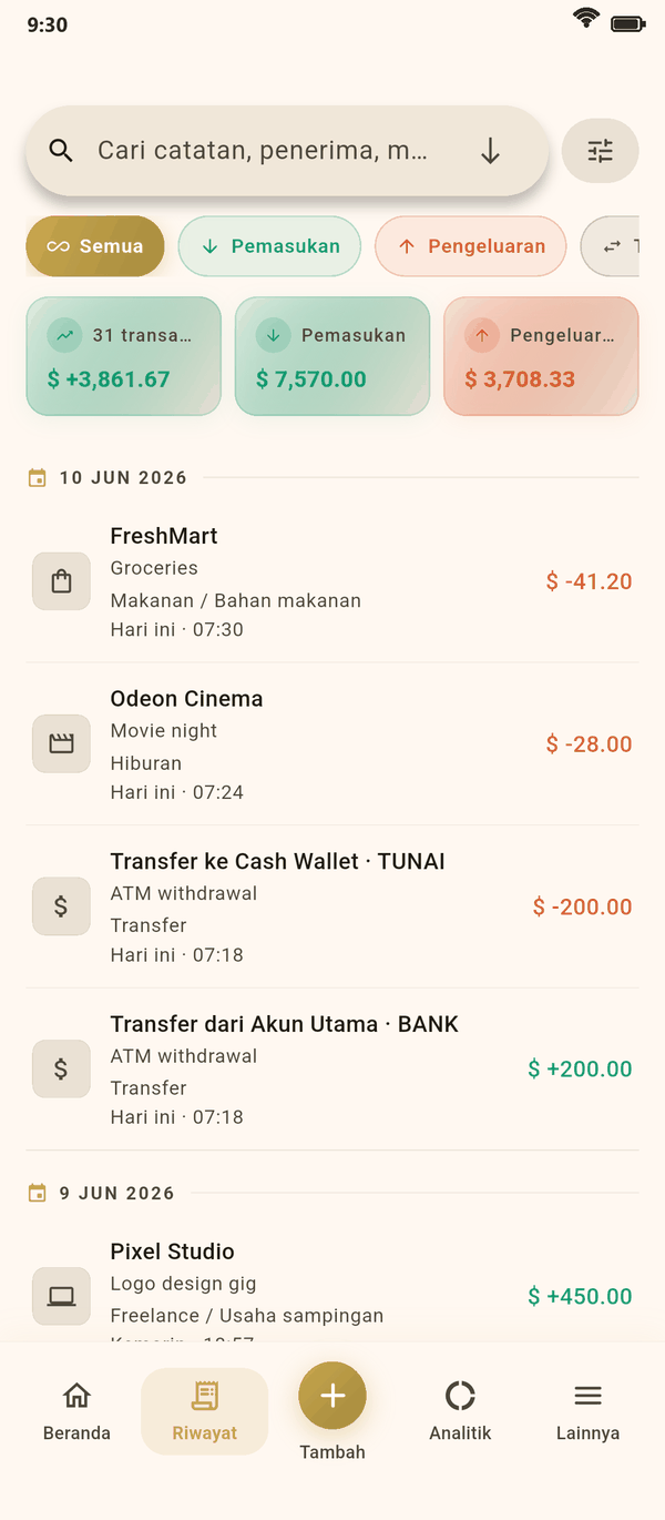 Semua transaksi di satu tempat — Coinly tangkapan layar