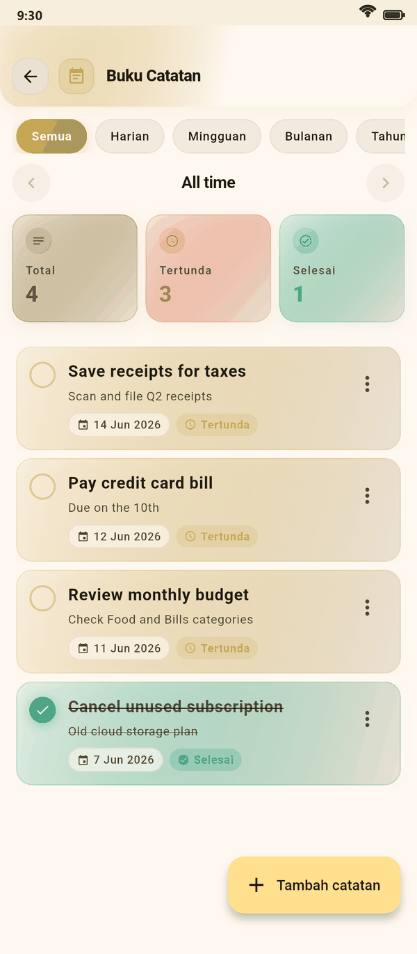 Lacak semua dengan Notebook — Coinly tangkapan layar