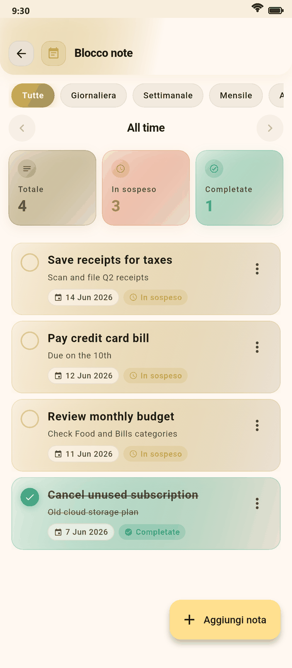 Tieni tutto con il taccuino — Coinly screenshot