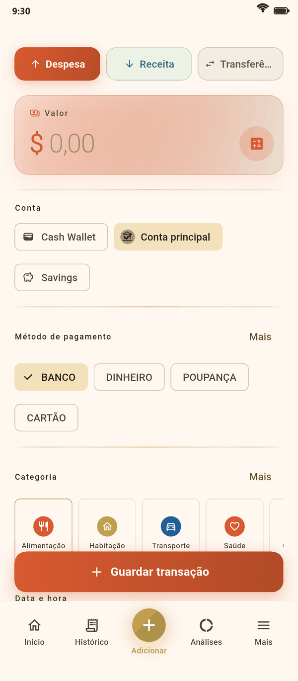 Registre gastos em segundos — Coinly captura de tela