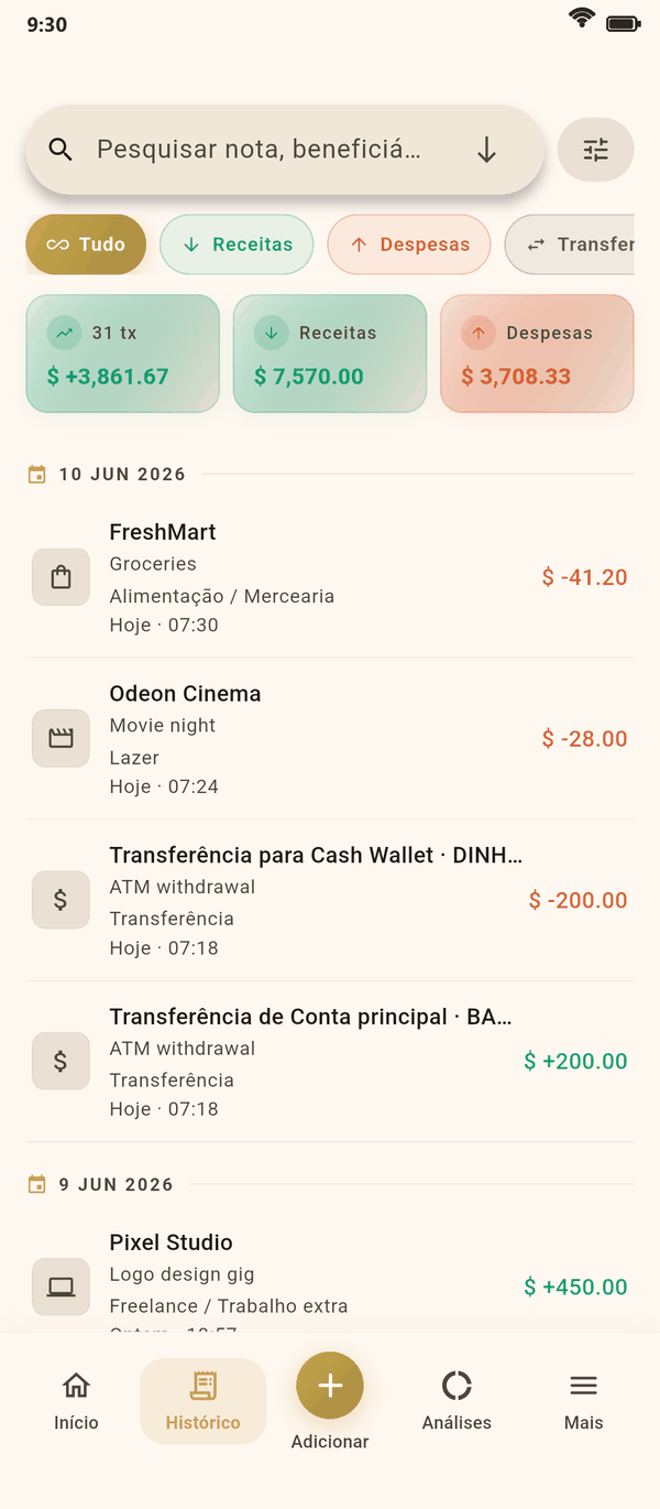 Tudo num só lugar — Coinly captura de tela