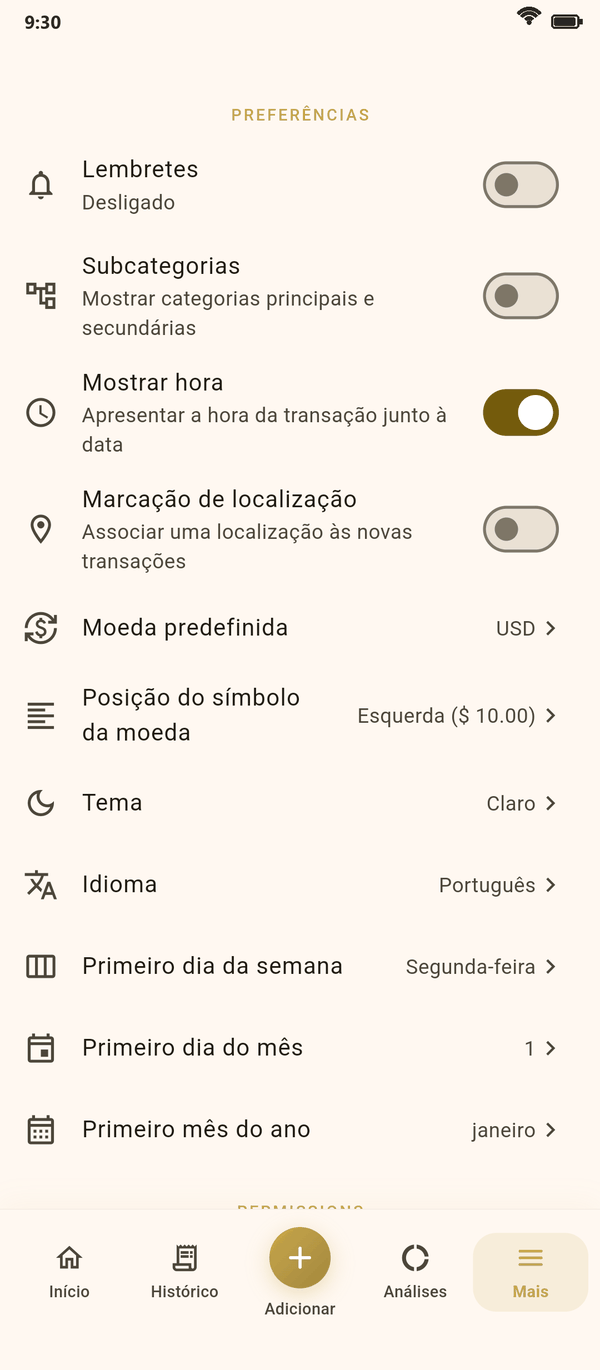 Máxima personalização — Coinly captura de tela