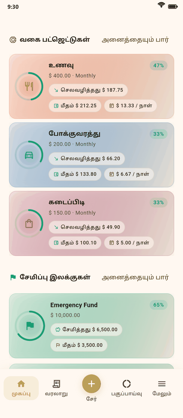 பட்ஜெட்டில் இருங்கள் ஒவ்வொரு மாதமும் — Coinly திரைக்காட்சி